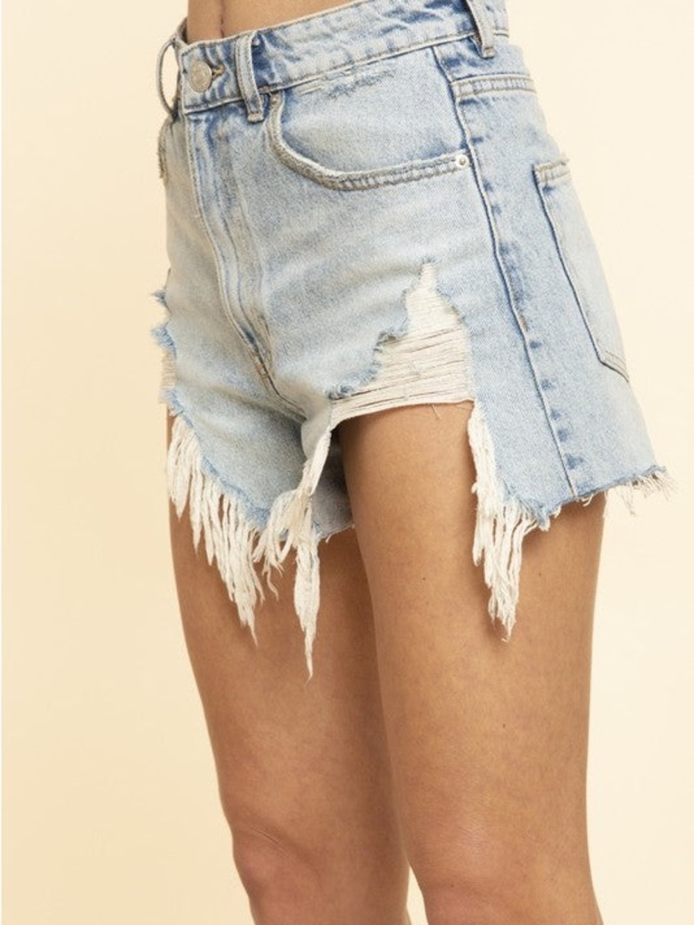BUCKETLIST Light Blue Distressed Denim Jean Shorts - Picture 2 of 3